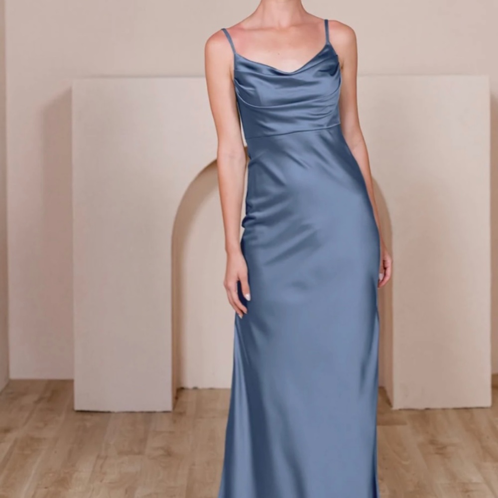 Revelry Skye Satin Maxi India Blue Dress Size 0 Petite